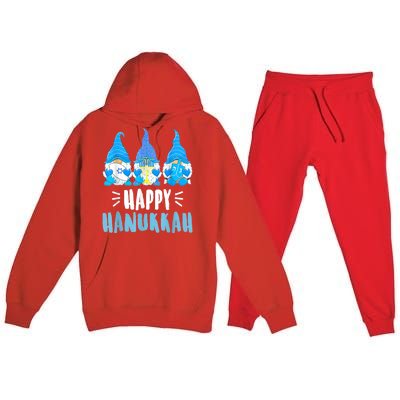 Happy Hanukkah Gnomes Jewish Gnome Lover Chanukah Premium Hooded Sweatsuit Set