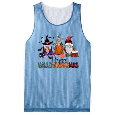 Happy Hallothanksmas Gnomes Plaid Leopard Christmas Gnome Mesh Reversible Basketball Jersey Tank