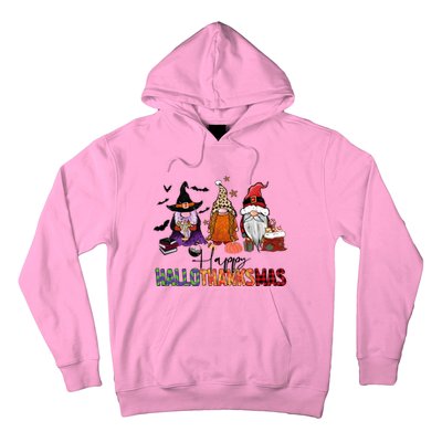 Happy Hallothanksmas Gnomes Plaid Leopard Christmas Gnome Hoodie