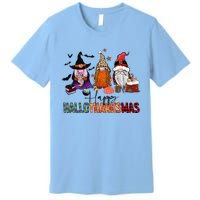 Happy Hallothanksmas Gnomes Plaid Leopard Christmas Gnome Premium T-Shirt