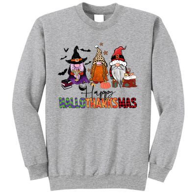 Happy Hallothanksmas Gnomes Plaid Leopard Christmas Gnome Sweatshirt