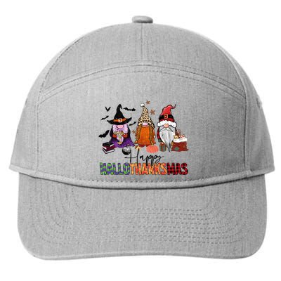 Happy Hallothanksmas Gnomes Plaid Leopard Christmas Gnome 7-Panel Snapback Hat