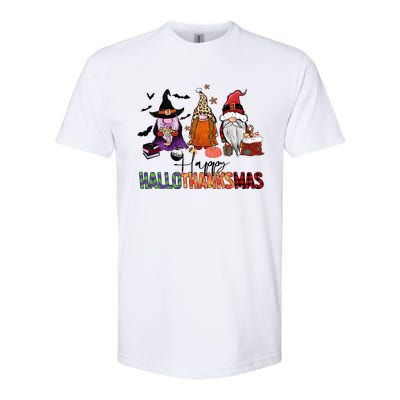 Happy Hallothanksmas Gnomes Plaid Leopard Christmas Gnome Softstyle CVC T-Shirt