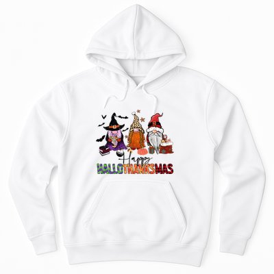 Happy Hallothanksmas Gnomes Plaid Leopard Christmas Gnome Hoodie