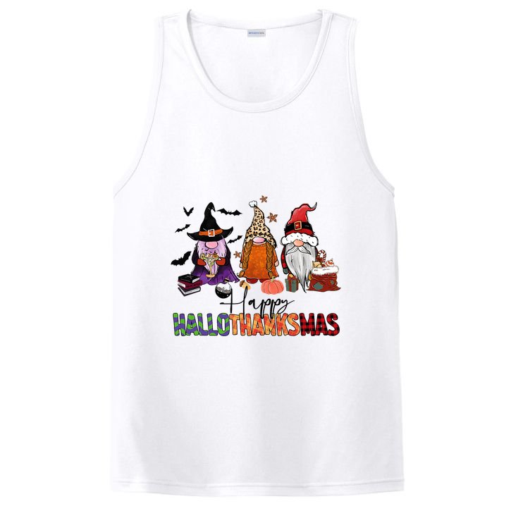 Happy Hallothanksmas Gnomes Plaid Leopard Christmas Gnome PosiCharge Competitor Tank