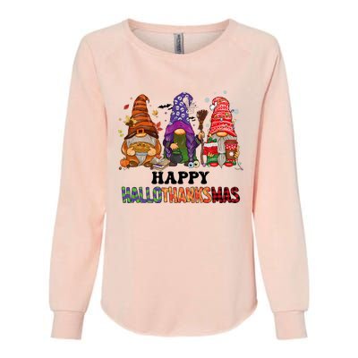 Happy Hallothanksmas Gnomes Womens California Wash Sweatshirt