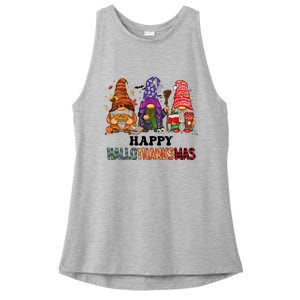 Happy Hallothanksmas Gnomes Ladies PosiCharge Tri-Blend Wicking Tank