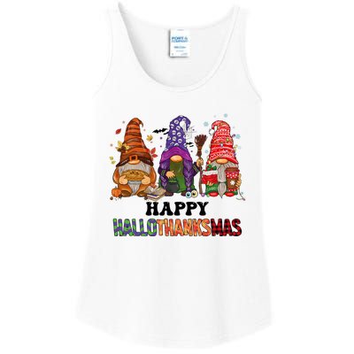 Happy Hallothanksmas Gnomes Ladies Essential Tank