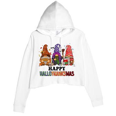 Happy Hallothanksmas Gnomes Crop Fleece Hoodie