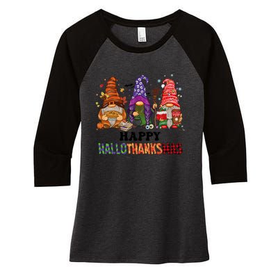 Happy Hallothanksmas Gnomes Women's Tri-Blend 3/4-Sleeve Raglan Shirt