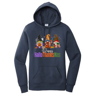 Happy Hallothanksmas Gnomes Halloween Thanksgiving Christmas Gift Women's Pullover Hoodie