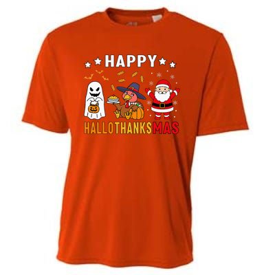 Happy Hallothanksmas Ghost Turkey Pumpkin Cooling Performance Crew T-Shirt