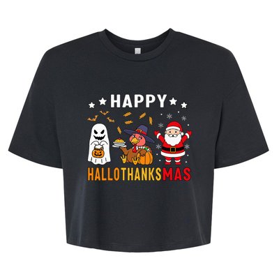 Happy Hallothanksmas Ghost Turkey Pumpkin Bella+Canvas Jersey Crop Tee