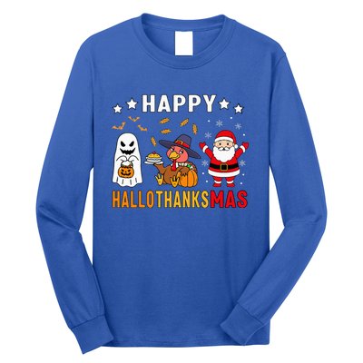 Happy Hallothanksmas Ghost Turkey Pumpkin Long Sleeve Shirt