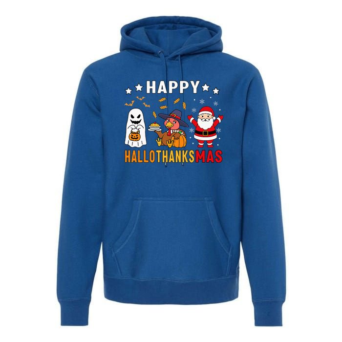 Happy Hallothanksmas Ghost Turkey Pumpkin Premium Hoodie