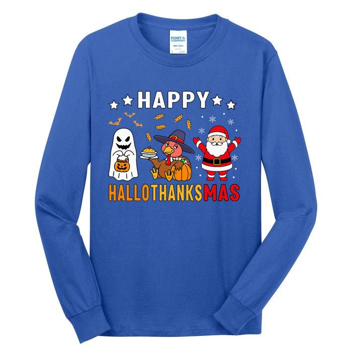 Happy Hallothanksmas Ghost Turkey Pumpkin Tall Long Sleeve T-Shirt