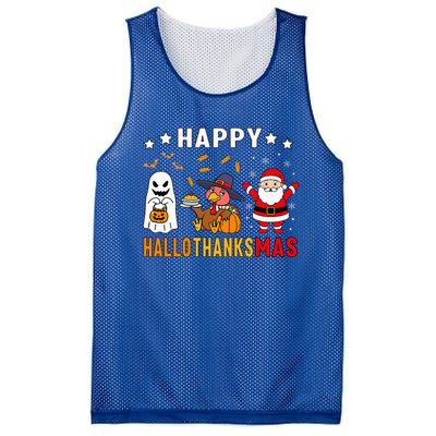 Happy Hallothanksmas Ghost Turkey Pumpkin Mesh Reversible Basketball Jersey Tank