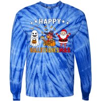 Happy Hallothanksmas Ghost Turkey Pumpkin Tie-Dye Long Sleeve Shirt