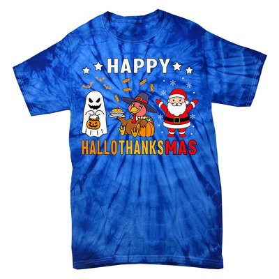 Happy Hallothanksmas Ghost Turkey Pumpkin Tie-Dye T-Shirt