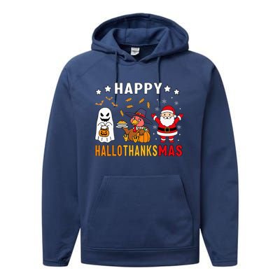 Happy Hallothanksmas Ghost Turkey Pumpkin Performance Fleece Hoodie