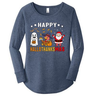 Happy Hallothanksmas Ghost Turkey Pumpkin Women's Perfect Tri Tunic Long Sleeve Shirt