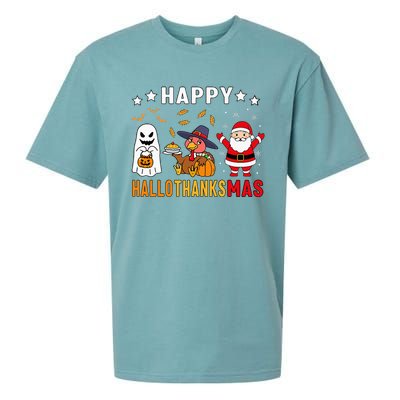 Happy Hallothanksmas Ghost Turkey Pumpkin Sueded Cloud Jersey T-Shirt