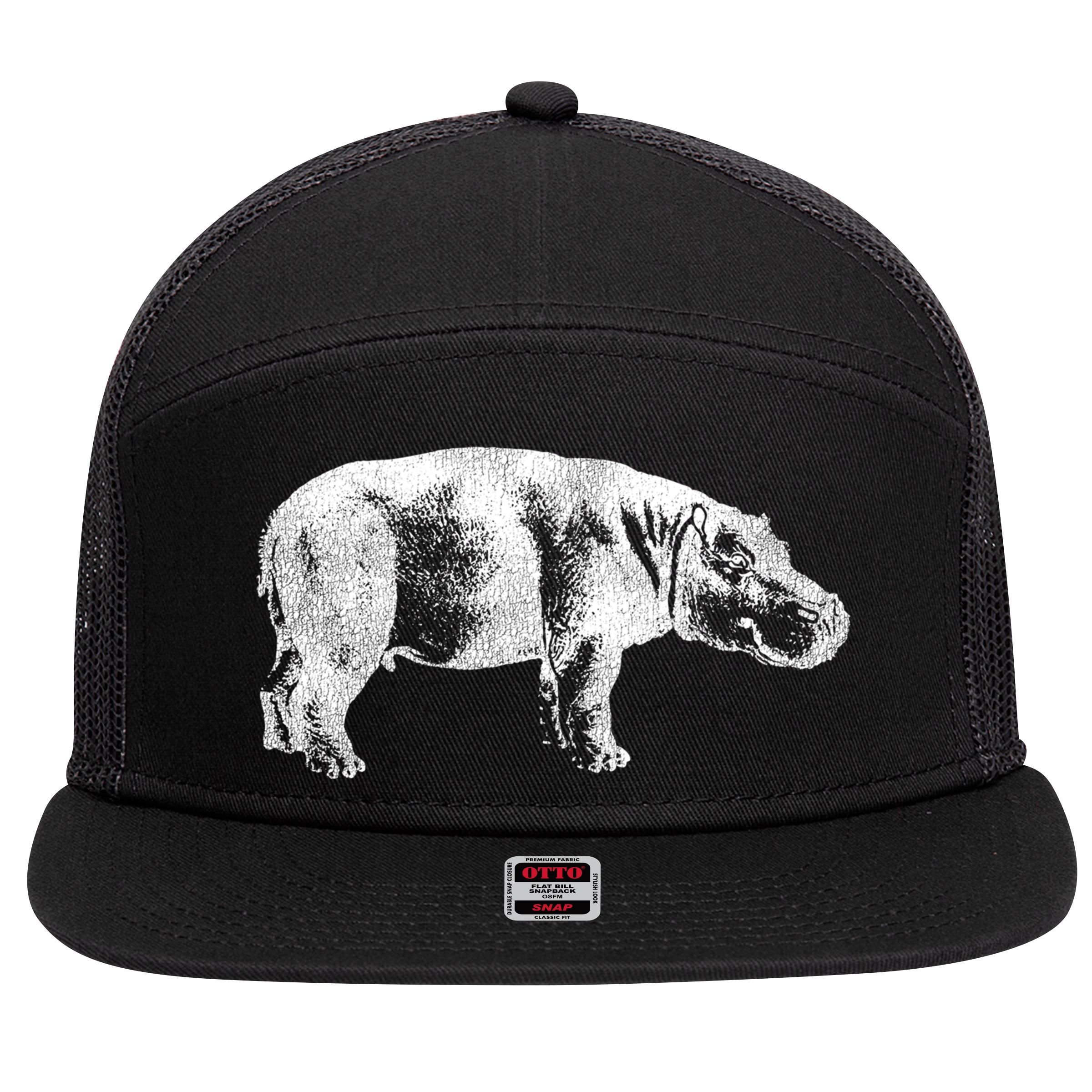Hippopotamus Hippo Gift 7 Panel Mesh Trucker Snapback Hat