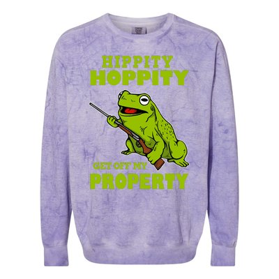 Hippity Hoppity Get Off My Property Frog Warning Keep Out Stay Out Funny Colorblast Crewneck Sweatshirt