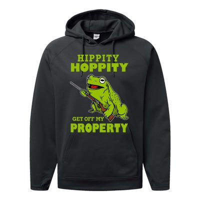 Hippity Hoppity Get Off My Property Frog Warning Keep Out Stay Out Funny Performance Fleece Hoodie