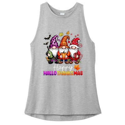 Happy Hallothanksmas Gnomes Lover Halloween Merry Christmas Ladies PosiCharge Tri-Blend Wicking Tank