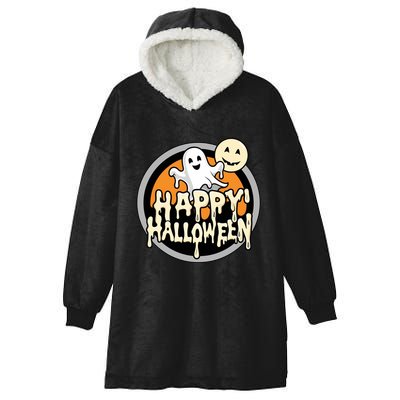 Happy Halloween Ghost Cute And Spooky Hooded Wearable Blanket