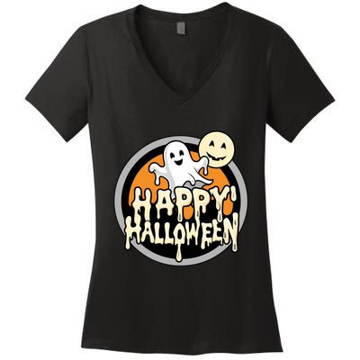 Happy Halloween Ghost Cute And Spooky Women's V-Neck T-Shirt