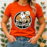 Happy Halloween Ghost Cute And Spooky Womens T-Shirt