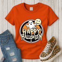 Happy Halloween Ghost Cute And Spooky Womens T-Shirt