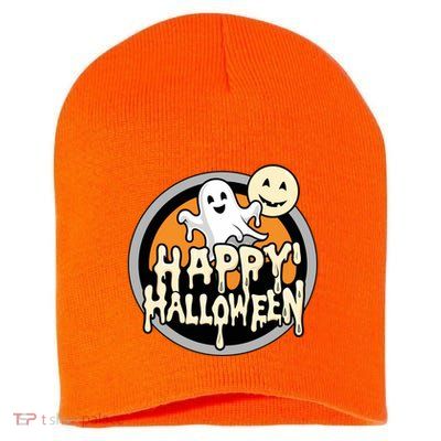 Happy Halloween Ghost Cute And Spooky Short Acrylic Beanie