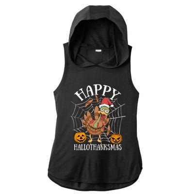 Happy Hallothanksmas Gift Ladies PosiCharge Tri-Blend Wicking Draft Hoodie Tank