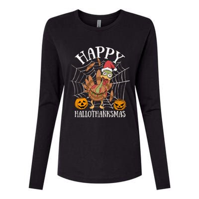 Happy Hallothanksmas Gift Womens Cotton Relaxed Long Sleeve T-Shirt