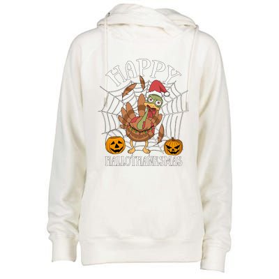 Happy Hallothanksmas Gift Womens Funnel Neck Pullover Hood