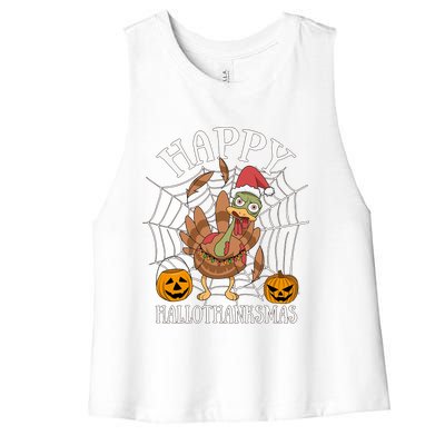 Happy Hallothanksmas Gift Women's Racerback Cropped Tank