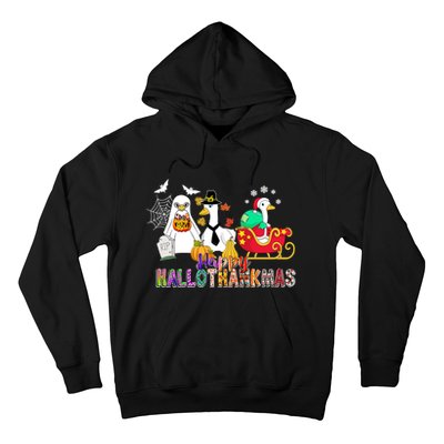 Happy Hallothankmas Goose Halloween Thanksgiving Christmas Hoodie