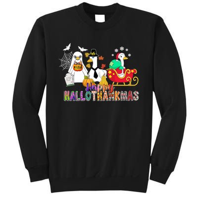 Happy Hallothankmas Goose Halloween Thanksgiving Christmas Sweatshirt