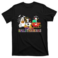 Happy Hallothankmas Goose Halloween Thanksgiving Christmas T-Shirt