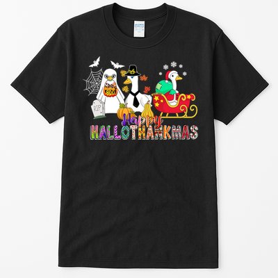 Happy Hallothankmas Goose Halloween Thanksgiving Christmas Tall T-Shirt