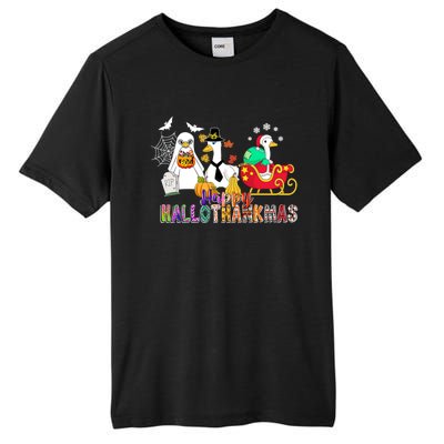 Happy Hallothankmas Goose Halloween Thanksgiving Christmas Tall Fusion ChromaSoft Performance T-Shirt