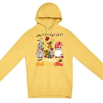 Happy Hallothanksmas Gnomes Halloween Thanksgiving Christmas Cute Gift Premium Pullover Hoodie