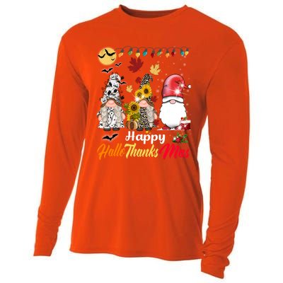 Happy Hallothanksmas Gnomes Halloween Thanksgiving Christmas Cute Gift Cooling Performance Long Sleeve Crew