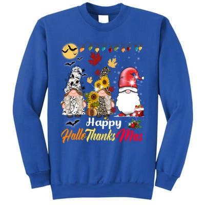 Happy Hallothanksmas Gnomes Halloween Thanksgiving Christmas Cute Gift Sweatshirt