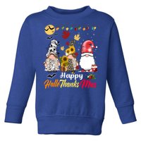 Happy Hallothanksmas Gnomes Halloween Thanksgiving Christmas Cute Gift Toddler Sweatshirt