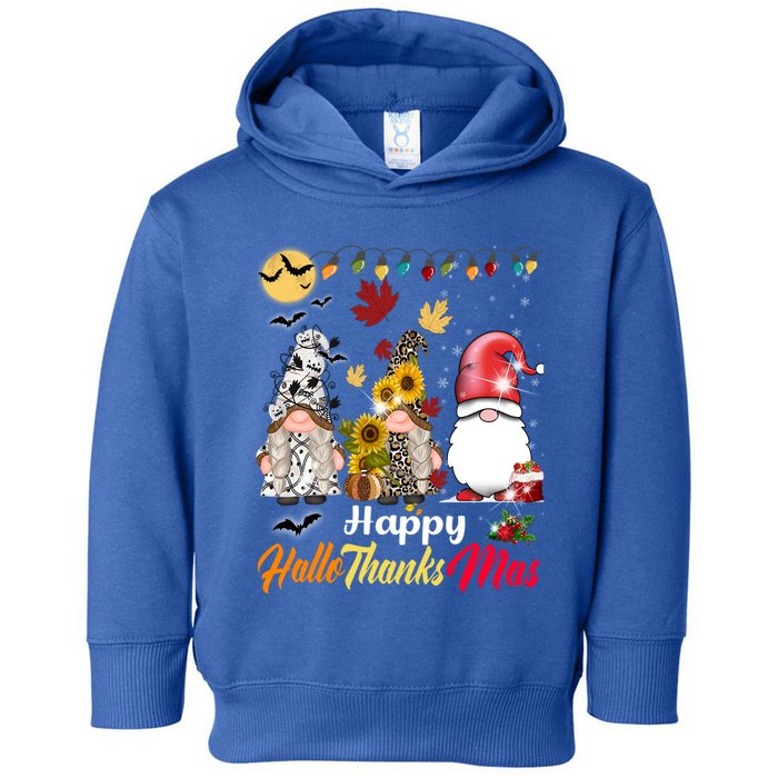 Happy Hallothanksmas Gnomes Halloween Thanksgiving Christmas Cute Gift Toddler Hoodie