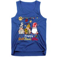 Happy Hallothanksmas Gnomes Halloween Thanksgiving Christmas Cute Gift Tank Top